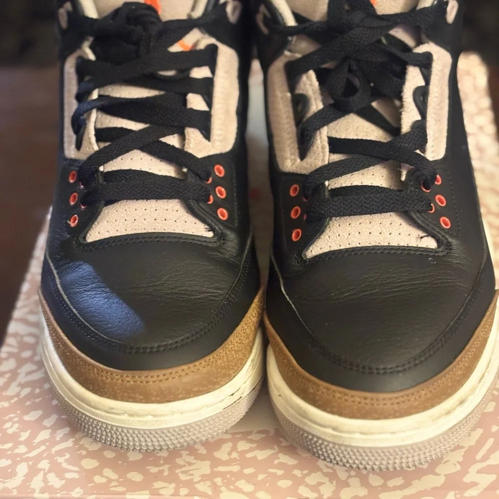 Jordan Black Brown Grey Orange Accent Sneakers